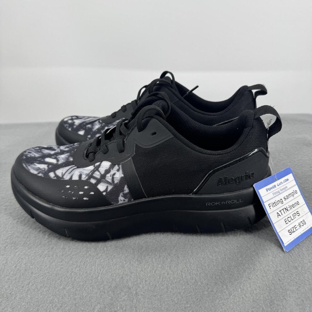 Alegria Eclips ROK N ROLL Shoes Womens Size 8 Black Geometric Sneakers 38